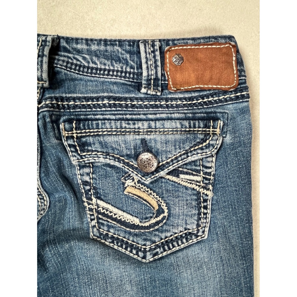 Silver Jeans Suki Surplus Bootcut Jeans Women 30 Blue Thick Stitch Flap Pocket - Picture 9 of 10
